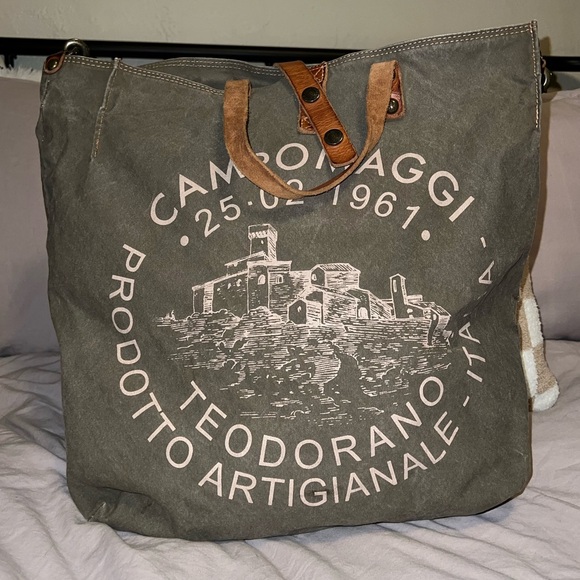 Campomaggi Genziana Canvas and Leather Shopper Tote - Picture 3 of 16